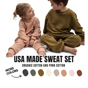 Luxury Sweat Set, Baby, Toddler, Youth, Pima Cotton, Organic Cotton, Cute Baby Clothes, Gift, USA Made, Outdoorsy, Crewneck, Sweatsuit