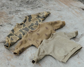 Sudadera de cuello redondo de algodón orgánico (talla extragrande, confeccionada y confeccionada en EE. UU.)