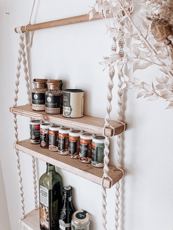 Practical Spice Rack Macrame Space saving Boho Narrow Bathroom