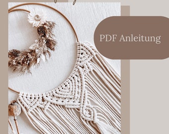 DIY macrame dream catcher, kit, PDF instructions, gift idea, boho decoration, wedding gift, wall hanging