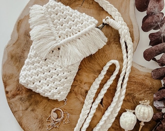 Mobiele telefoon tas macrame boho tas schoudertas mobiele telefoon ketting hippie bruiloft