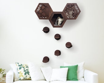 Muebles para gatos, Estantes para gatos, Conjunto de muebles de pared para gatos, Muro de escalada para gatos, Estantes de pared para gatos, Condominio para gatos, Árbol moderno para gatos, Torre para gatos, Casa para gatos