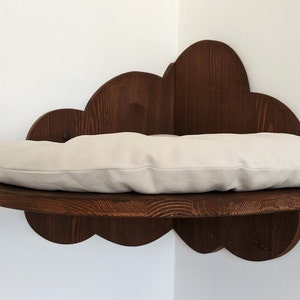 Estante de esquina para gatos con almohada, estantes para gatos, muebles para gatos, cama para gatos de pared, estante para gatos, muebles de pared para gatos, estantes para gatos de pared