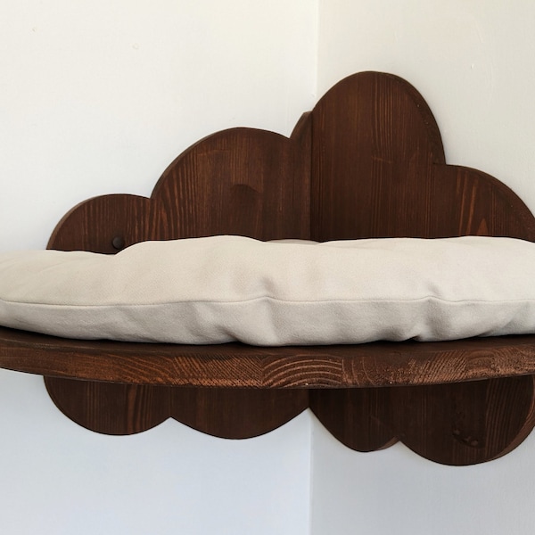 Cloud Cat Corner Shelf with Pillow, Cat shelves, Cat furniture, Wall mounted cat bed, Cat shelf, Cat furniture wall, Cat shelves for wall