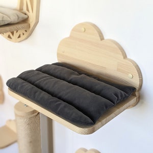 Estantería de madera de pino para gatos, estanterías para gatos, muebles para gatos, cama de pared para gatos, estantería para gatos, muebles de pared para gatos, estanterías para gatos de pared