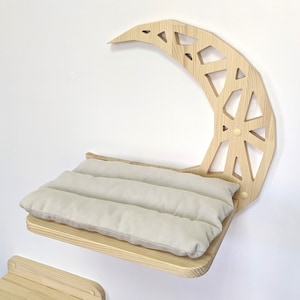Half Moon Cat Shelf in Geometric Style, Cat shelves, Cat furniture, Cat wall shelves, Cat bed, Modern Cat wall furniture, Unique cat trees