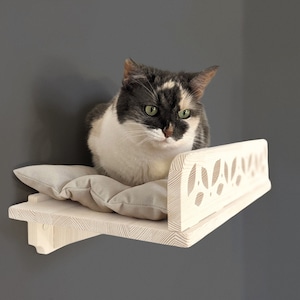 Lit pour chat en pin, dimension pour toutes les races, mobilier moderne pour chat pour tous les types de murs 2025, joli perchoir pour chat