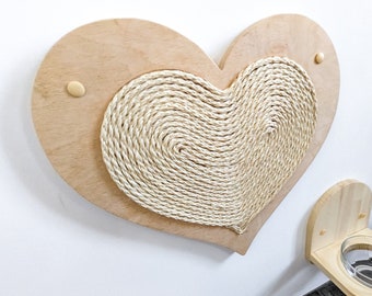 Rascador de pared para gatos en forma de corazón con sisal, bonito poste rascador para cualquier tipo de pared 2025
