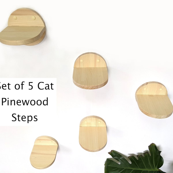 SET OF 5 Cat Steps Pine Wood, Cat wall shelves, Cat steps for wall, Cat furniture wall, Cat stairs, Cat steps, Cat stairs wall, Pet steps