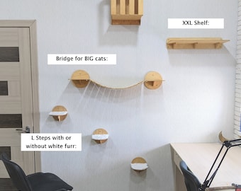 Cat Wall Shelves Set for BIG cats, Cat shelves, Cat climbing wall, Cat tree, cat tower, Cat wall furniture, Cat tree tower, Cat playground