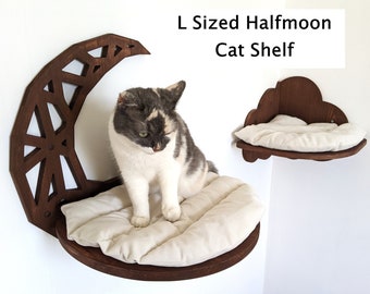 Cat Shelf L Sized HalfMoon, Cat Furniture Shelves for Walls with Pillows PurrPurrbyAnnabella, Shelves for Big Cats 2025