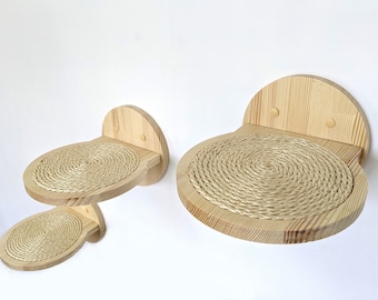 Bellissimi gradini per gatti da parete con corda di sisal, moderni scaffali per gatti da parete dall'Ucraina, 5 colori di legno, mobili per gatti 2025