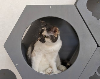 Estante hexagonal para gatos, muebles modernos para gatos, cama de pared para gatos, zona de juegos para gatos, gimnasio para gatos, cama de pared para gatos, estantes para gatos, muro de escalada para gatos