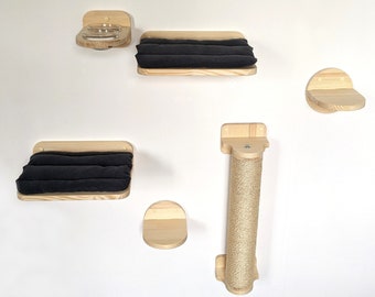 CONJUNTO de 6 prateleiras para gatos, conjunto de móveis de parede para gatos, parede de escalada para gatos, prateleiras de parede para gatos, móveis de parede para gatos, torre de árvore para gatos, móveis de parede para gatos