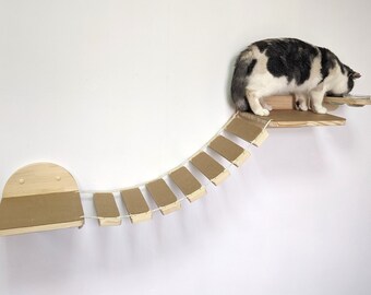 Station d'alimentation pour chat : gamelles en verre surélevées avec pont, mangeoire parfaite pour chat surélevée protégeant la nourriture et le chat des chiens et autres animaux