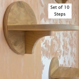 Set of 10 Cat Wall Steps | Cat Shelves, Cat Tree, Cat House, Wall Decor, Pet Steps, Cat Furniture, Gift fot Cat Lover, Cat Owner Gift