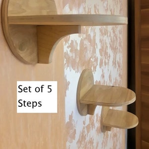 Set of 5 Cat Wall Steps | Cat Shelves for wall, Cat House, Wall Decor, Pet Steps, Cat Furniture, Gift for Cat Lover, Cat Owner Gift