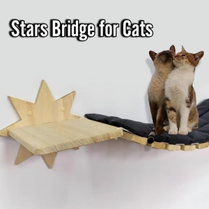 Stars Cat Bridge from Pine Wood, Cat wall shelves, Cat furniture stars, Cat bridge for wall, Cat tree wall, Cat furniture wall, Cat wall bed
