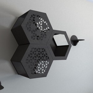 Set per gatti in stile geometrico con 5 gradini L, mensola esagonale per gatti, set di mobili da parete per gatti, cuccia per gatti a parete, mensole per gatti, scaletta per gatti