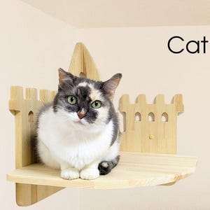 Сastle Cat Corner Shelf with Pillow and Borders, Cat shelves for wall, Cat furniture, Wall mounted cat bed, Cat shelf, Cat furniture wall