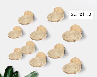 SET OF 10 Beautiful Cat Steps for walls with sisal rope, Modern Cat Shelves for wall from Ukraine, 5 color for wood, Cat furniture 2025