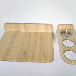 Set of Big Shelf and Cat Feeder Shelf with 3 glass bowls, Perfect for Big Cat or several cats in the house, Cat feeding shelf dog proof