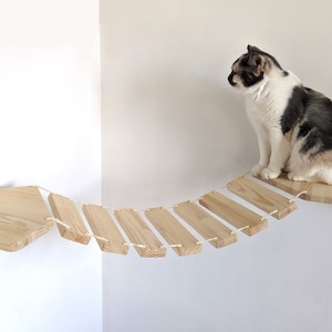 Corner Cat Bridge from Pine Wood, Cat wall shelves, Cat furniture, Cat bridge for wall, Cat tree wall, Cat furniture wall, Cat wall bed
