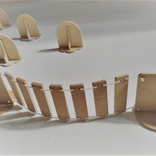 Cat Wall Shelves Bridge for Wall in Size M (with shelves on both sides), Cat shelves and bridge for play in cute minimalistic style