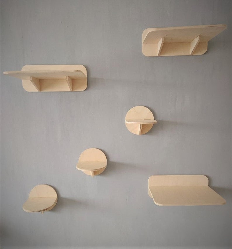 Cat Wall Shelves Set with 3 Steps size M and 3 Shelves for image 8