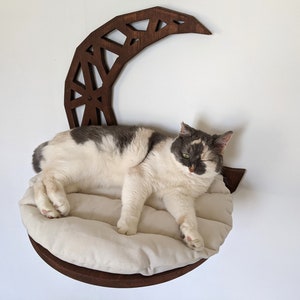 Cat Shelf L Sized HalfMoon, Cat Furniture Shelves for Walls with Pillows PurrPurrbyAnnabella, Shelves for Big Cats 2025
