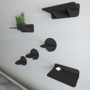 Cat Wall Shelves Set in Black color with 3 Steps and 3 Shelves, Cat shelves, Cat furniture, Cat tree, Cat tower, Cat wall furniture, Shelf image 2