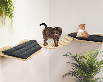 Corner Bridge-Shelf for Big Cats, Perfect for Playing and Sleeping on it, Handmade Cat Wall Shelf, Indoors and Outdoors, all types of walls!