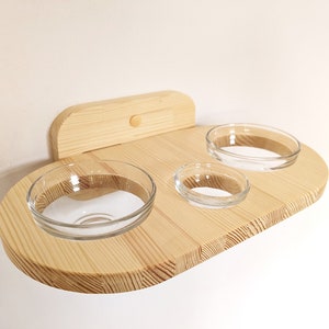 Cat Feeder Shelf with 2 Middle Bowls and 1 Small, Wall mounted cat feeder, Elevated cat bowl, Dog proof cat feeder, Cat gravity feeder 2025
