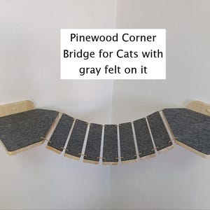 Corner Cat Bridge from Pine Wood, Cat wall shelves, Cat furniture, Cat bridge for wall, Cat tree wall, Cat furniture wall, Cat wall bed