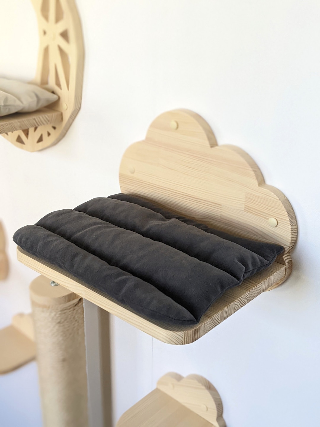 Cloud Cat Shelf From Pine Wood, Cat Shelves, Cat Furniture, Wall