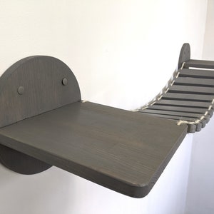 Gray Big Cat Bridge from Pine Wood, Cat furniture for all type of walls and breeds, Cat ladder 2025