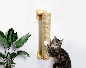 Cat Scratching Post from Pine Wood with Sisal or cotton robe, Modern cat scratcher, Scratching post, Cat wall post, Katzenbaum