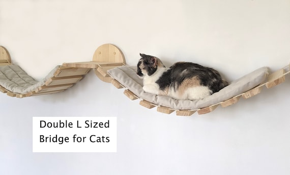 Double Cat Bridge From Pinewood L Sized With or Without Pillow Modern Cat Furniture Shelves for All Types of Walls Cat Wall Furniture Etsy