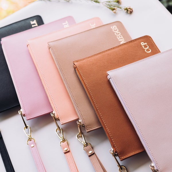 Personalised Saffiano Pouch Bag With Monogram