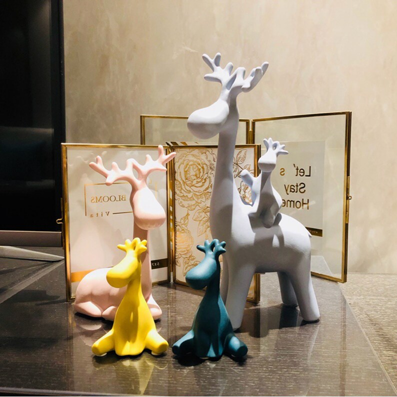 Ceramic Deer Statuegift for Homeoffice Decorornamentsgift Etsy
