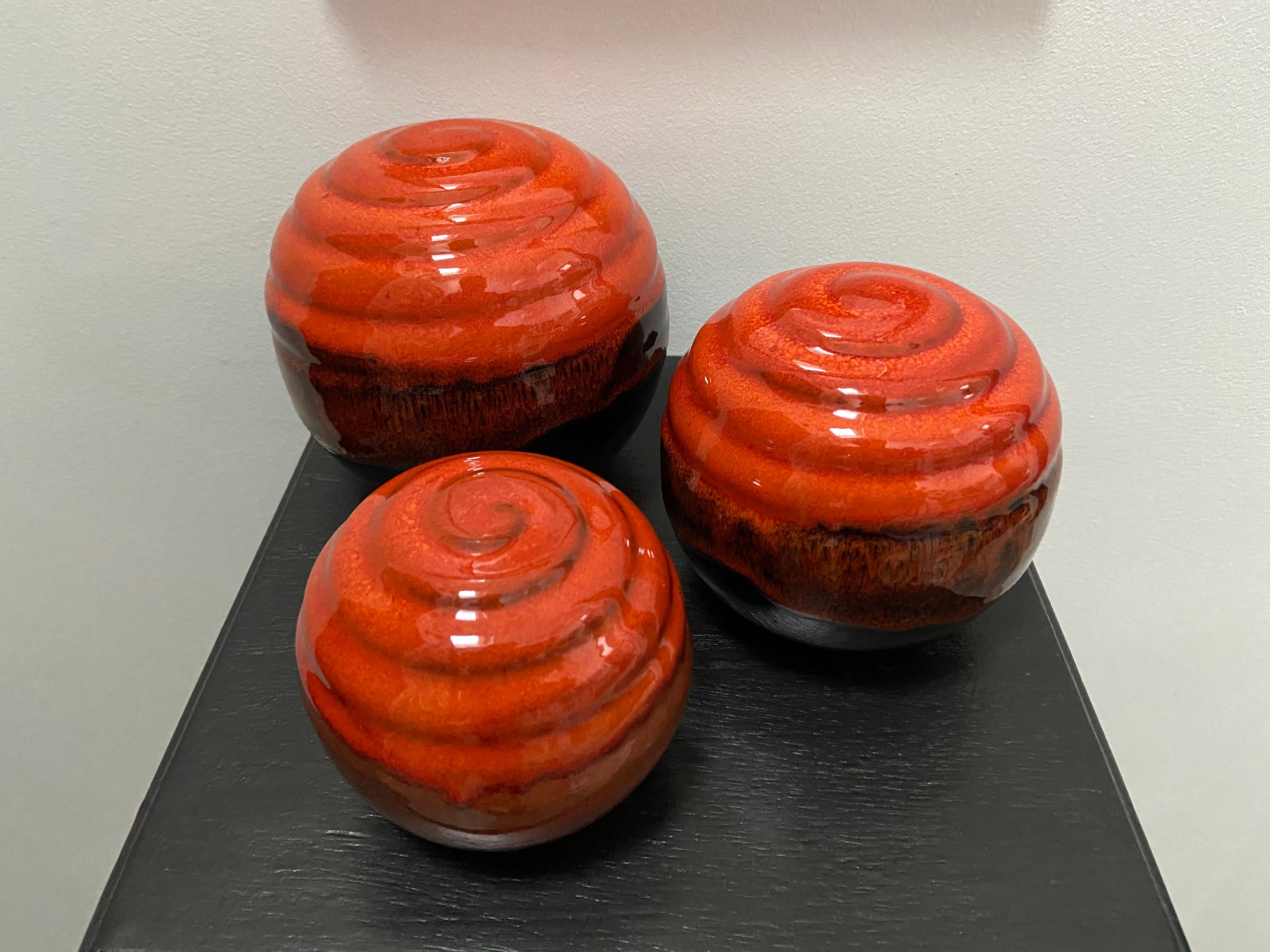 Ensemble de 3 Boules en Poterie Émaillée