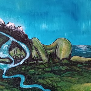 Sleeping Goddess Acrylic Painting on canvas