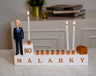 President Joe Biden No Malarky Hanukkah menorah