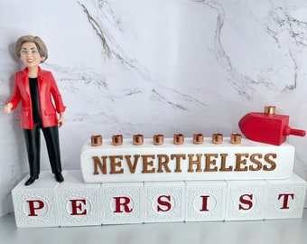 Senator Elizabeth Warren menorah “nevertheless she persisted”