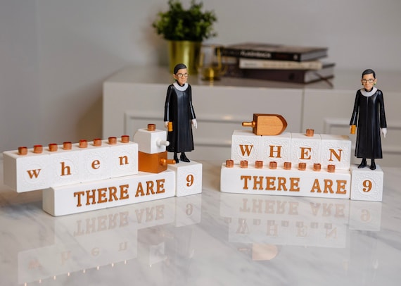 RBG ‘when there are 9’ menorah Ruth Bader Ginsburg menorah gift for lawyer judge graduation