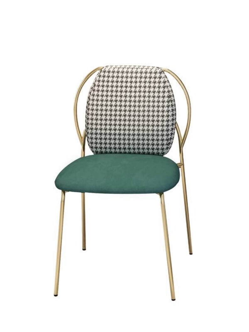 ROSE Kayla Modern Minimalist Back Monochrome Velvet Brass Metal Dining Chair