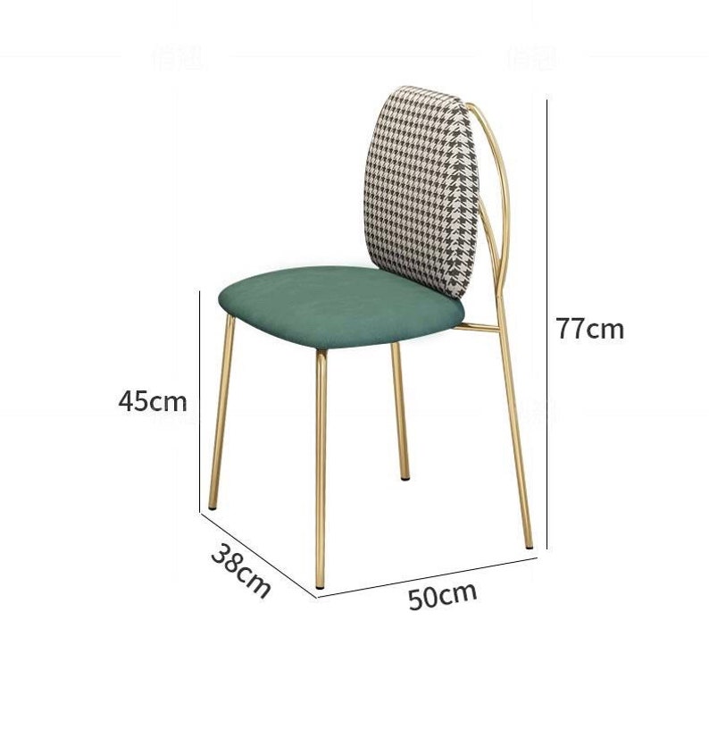 ROSE Kayla Modern Minimalist Back Monochrome Velvet Brass Metal Dining Chair