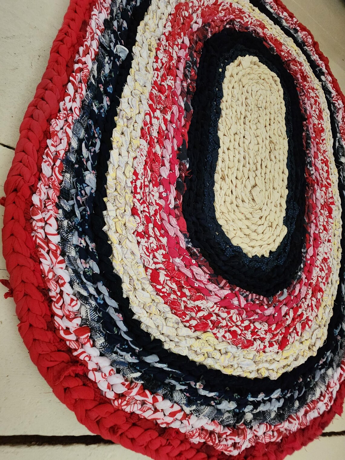 Crocheted Rag Rug, Small Oval Rug, Upcycled Handmade Rug - Etsy