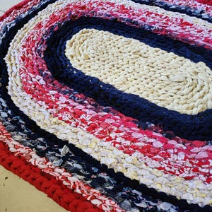Crocheted Rag Rug, Small Oval Rug, Upcycled Handmade Rug - Etsy