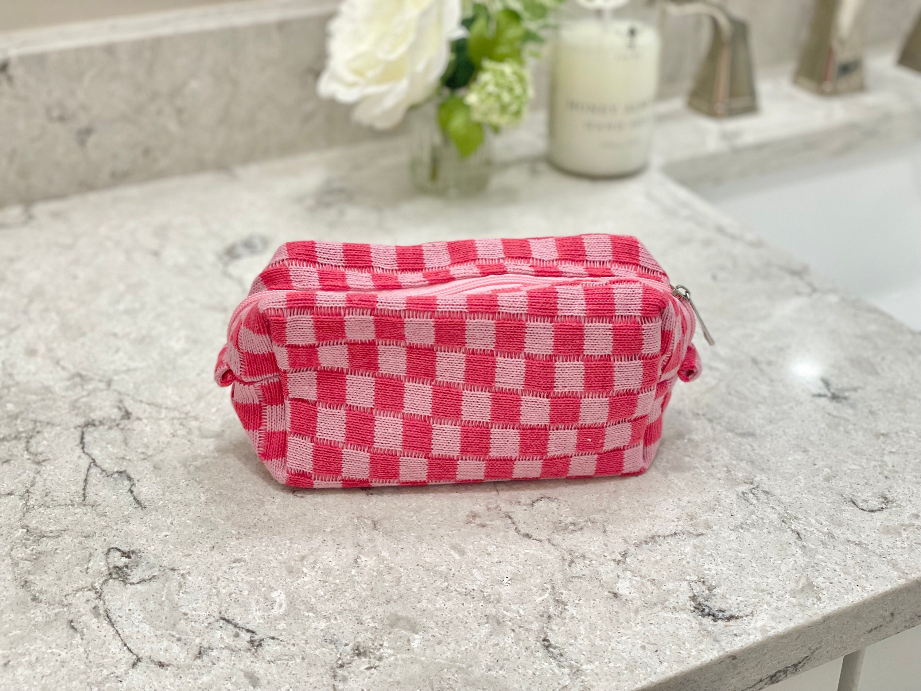 Pencil Case Cosmetic Bag Desk Accessories 17 X 10 X 8cm Multicolor Knitting  Checkerboard Wool Checkered Storage Products